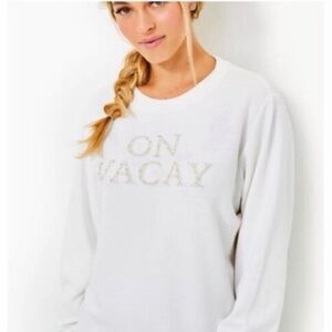 Lilly Pulitzer White 'On Vacay' Sweatshirt